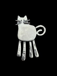 Vintage Sterling Silver Designer Cat Brooch