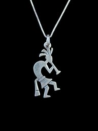 Vintage Native American Sterling Silver Kokopelli On Sterling Silver CP Necklace