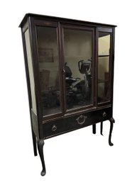 Vintage Black With Glass Doors Display Cabinet