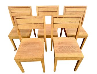 A Set Of Five Solid Oak Dining Chairs.