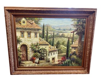 A Framed Original Oil Painting European Scenes With COA By Prestige Art