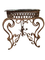 Magnificent Vintage  Wrought Iron And Marble Top Circular Table.