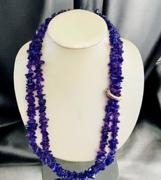 14k Gold Enhancer With A Pair Of Amethyst Necklaces