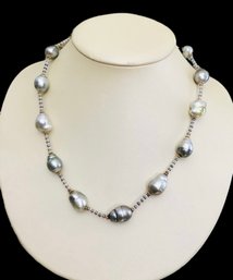 18K GOLD, SILVER AND CULTURED PEARL NECKLACE