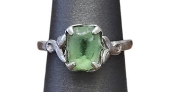 Beautiful Vintage Designer Joseph Esposito Sterling Silver Green Fluorite Ring, Size 8.5