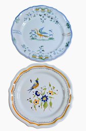 French Moustier Vintage Handpainted Ceramic Plates