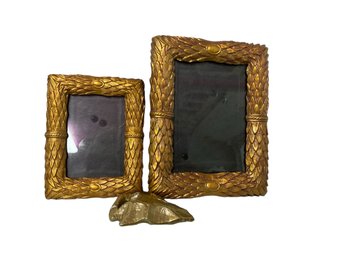 2 Gold Picture Frames/metal Arrowhead Decor