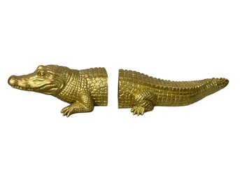 Gold Alligator Book Ends