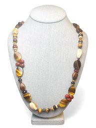 Vintage BARSE Sterling Silver Tiger's Eye And Earth Tone Stones Necklace