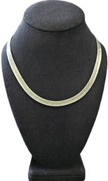 Beautiful Vintage Italian Thick Sterling Silver Herringbone Necklace