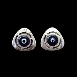 Vintage Sterling Silver Evil Eye Stud Earrings