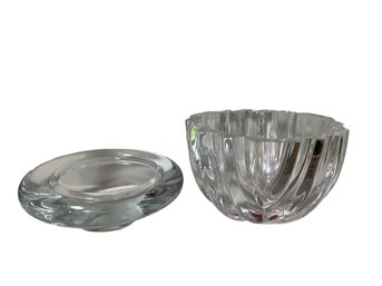 Orrefors Crystal Decorative Bowl/Round Donut Shaped Bowl