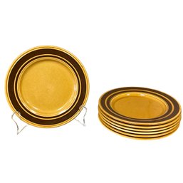 Kiln Craft Tableware Ironstone Yellow Brown Appetizer Plate Set Vintage