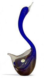 Vintage Signed MURANO Glass Swan With 24 Kt Flecks