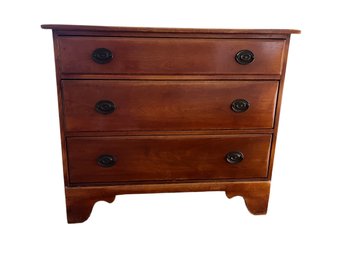 Antique Maple Three Drawer Dresser With Hepplewhite Hardware