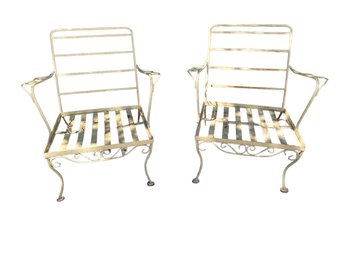 Pair Of Vintage Wrought Iron Arm Chairs