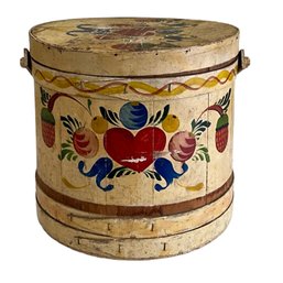 Peter Hunt Vintage Hand-Painted Wood Firkin Sugar Bucket - Pennsylvania Dutch Style