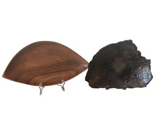 Monkey Pod Leaf Bowl & Ceramic Leaf Decor