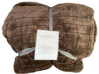 NEW Threshold Faux Fur King Quilt/2 Euro Shams