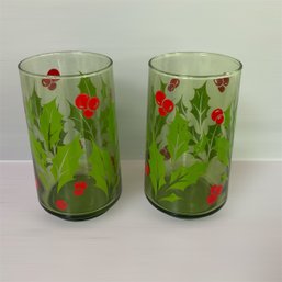 Anchor Hocking Green Holly Glasses