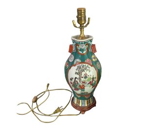 Chinese Lamp With Wooden Base