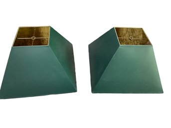 Pair Of Green Square Lampshades