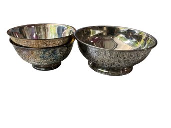 Set Of 3 Silver Plated Bowls