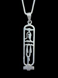 Vintage Sterling Silver Egyptian Cartouche Necklace