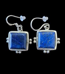 Vintage Sterling Silver Lapis Lazuli Dangle Earrings