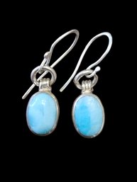 Vintage Sterling Silver Blue Larimar Dangle Earrings