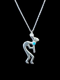 Vintage Native American Sterling Silver Kokopelli Necklace