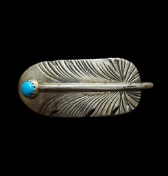 Vintage Native American Designer Sterling Silver Feather Button/Pendant