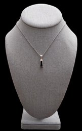 Vintage Designer JAMES AVERY Sterling Silver Necklace W/ Onyx Pendant