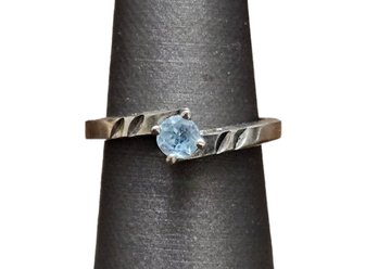 Vintage Sterling Silver Aquamarine Stone Ring, Size 6.5