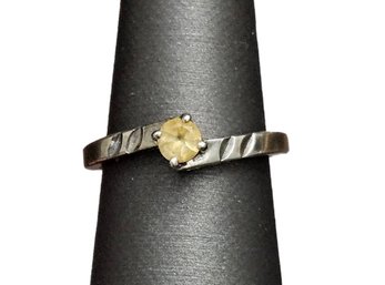 Vintage Sterling Silver Citrine Stone Ring, Size 6.5