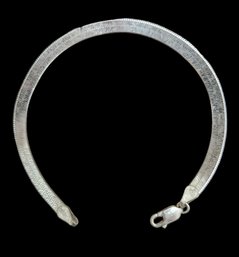 Vintage Italian Designer SA Sterling Silver Patterned Herringbone Bracelet