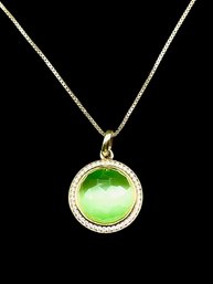 Vintage BY SIMON Designer Sterling Silver Green Stone Pendant