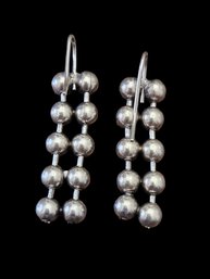 Vintage Sterling Silver Dangle Ball Earrings