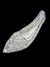 Vintage Sterling Silver Artisan Filigree Intricate Shoe Brooch/Pin