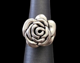 Vintage Designer ATI Sterling Silver 3D Rose Ring, Size 8