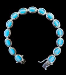 Vintage Sterling Silver Blue Tiger's Eye Bracelet