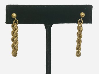 14 K Yellow Gold Braided Hoop Style Earrings 1.5' Length Weight Is 3 Grams