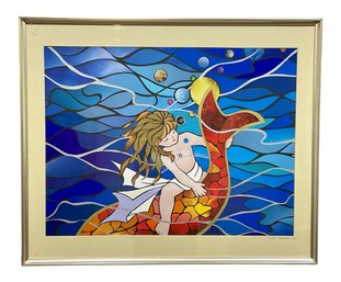 Colorful Original 'Stained Glass' Look Mermaid Art