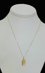 1 Gram 999.9 Pure Yellow Gold Credit Suisse Fine Gold Charm On 14K Gold 19' Chain Weight 3 Grams Total