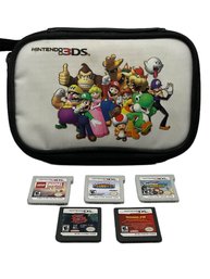 Nintendo 3DS Mario Case & (5) Games - 3DS/DS - LEGO Marvel, Skylanders Giants, Speed Racer.