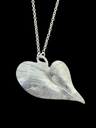 Vintage Sterling Silver Textured Leaf Necklace