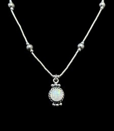 Vintage Native American Liquid Heishi Sterling Silver Opal Necklace