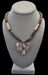 Gorgeous Vintage Native American Sterling Silver Abalone Beaded Thunderbird Necklace