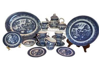 Churchill England 'Blue Willow' China Tea Set & Johnson Brothers England 'Willow' Dinnerware