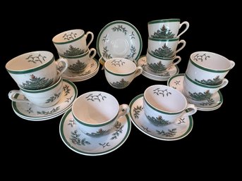 Lot Of Spode Christmas Tree England Cups(12) & Saucers (13)